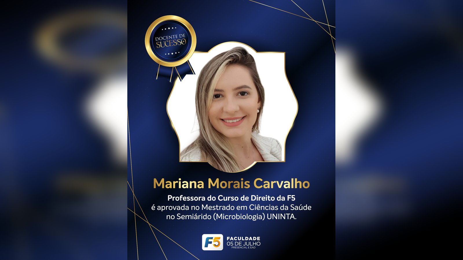 Docente do Direito da F5 conquista aprovação em mestrado no UNINTA e reforça cultura de excelência acadêmica